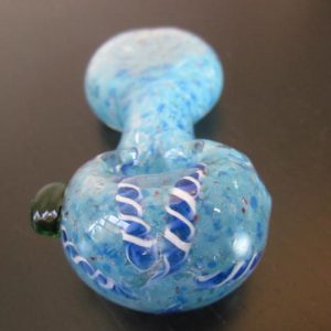 Blue colored glass smoking weed pipe
