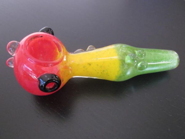 Rasta style glass smoking pipe
