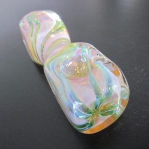 Handmade green on green glass smoking pipe