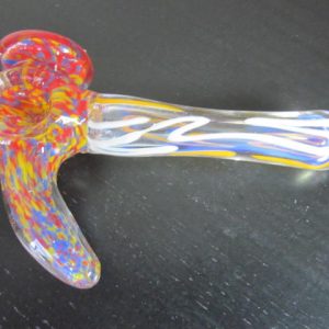 Handmade red blue glass smoking weed pipe