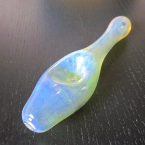 Handmade clear glass smoking pipe.