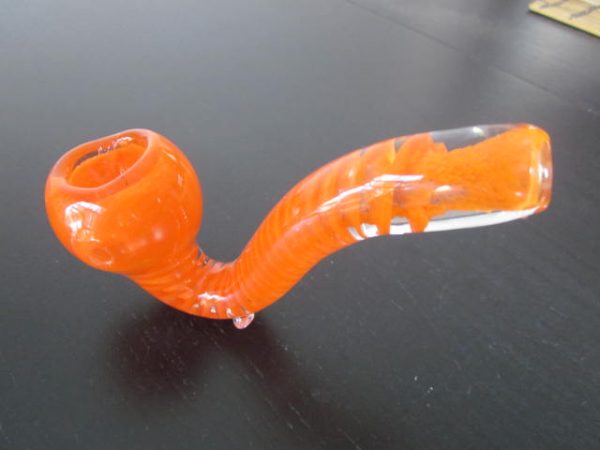 deep orange color glass smoking weed pipe