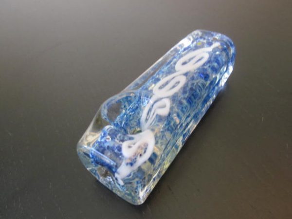 blue and white glass smoking pipe