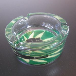 green clear marijuana style ashtray