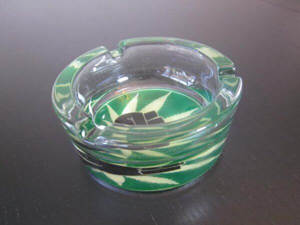 green clear marijuana style ashtray