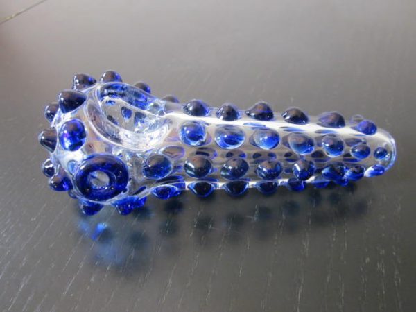 large blue glass pipe