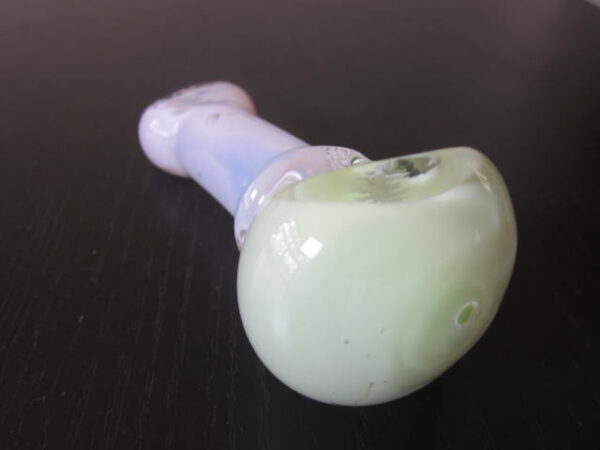 mid size pink and green glass smoking pipe