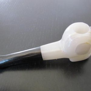 Large black white and brown stone smoking pipe