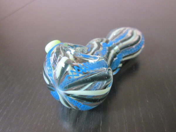 weed users blue strips glass smoking pipe